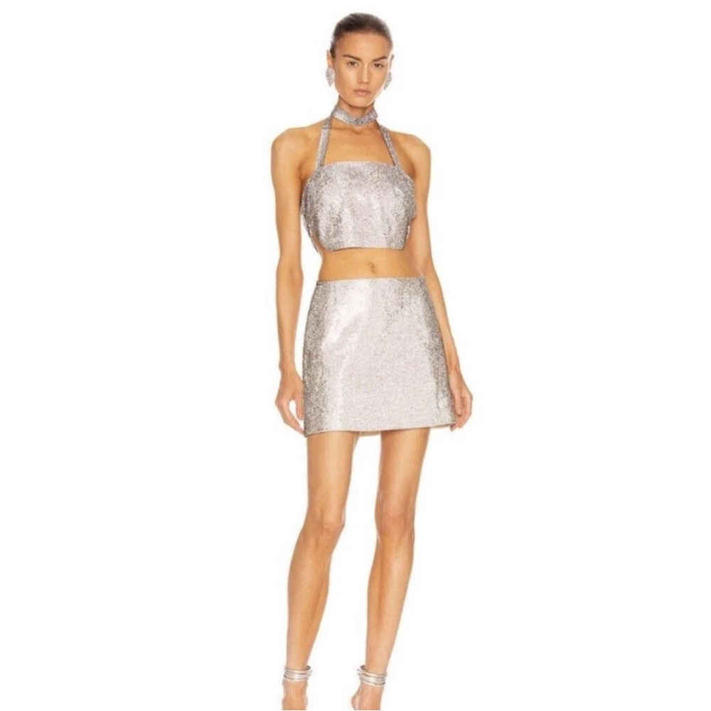 Nue Studio Estelle Top Crystal Silver Straps Party XS